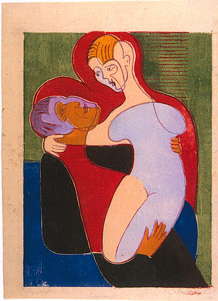 Lovers (The Hembusses)- colour-woodcut